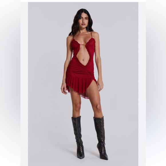 New NWT Jaded London Scarlett Red Mini Fatale Dress size 4
